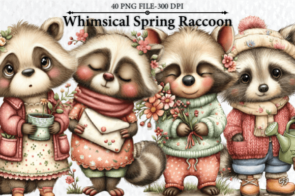 Download Whimsical Spring Raccoon Clipart - Raccoon clipart Collection