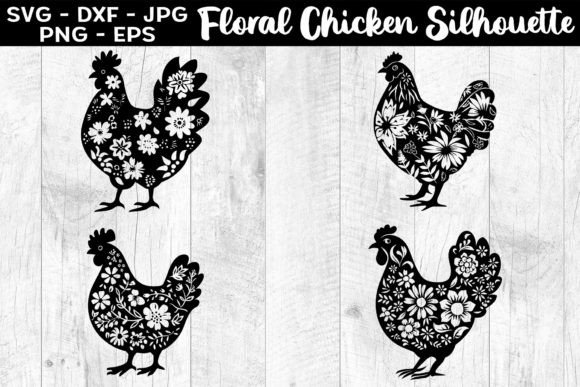 Download Floral Chicken Silhouettes SVG EPS PNG - Svg Collection