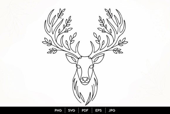 Download Floral Deer Head Line Art SVG - Svg Collection