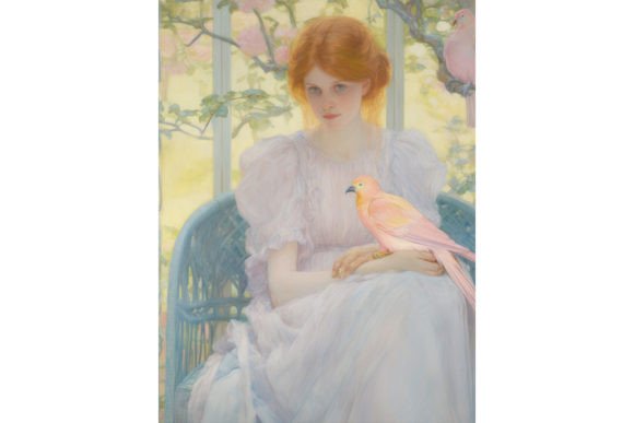 Download Girl and Parrot - Impressionism Art - Impressionism Collection
