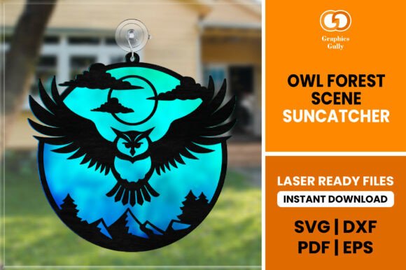 Download Owl Forest Scene Suncatcher SVG - Svg Collection