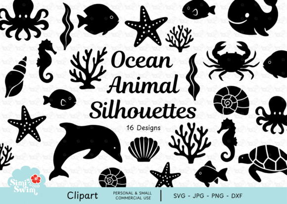 Download Ocean Animal Silhouette Clipart – SVG - Svg Collection