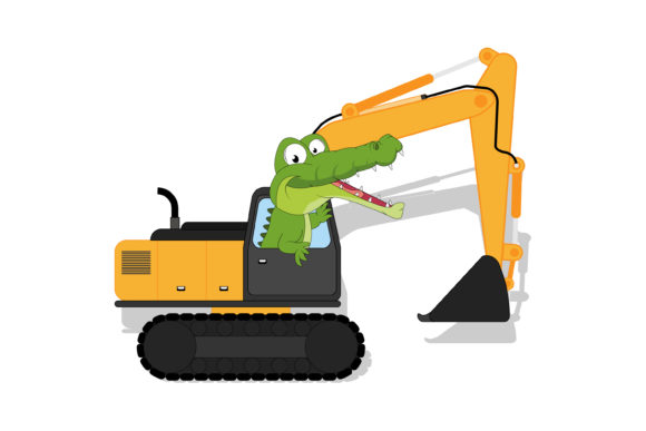 Download Cute Crocodile Cartoon Ride Excavator - Crocodile Collection
