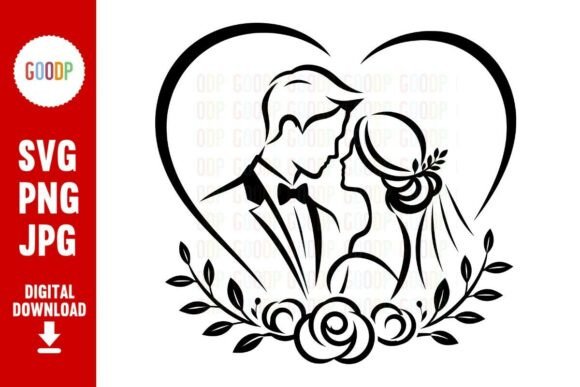 Download Wedding Couple Heart Floral SVG - Svg Collection