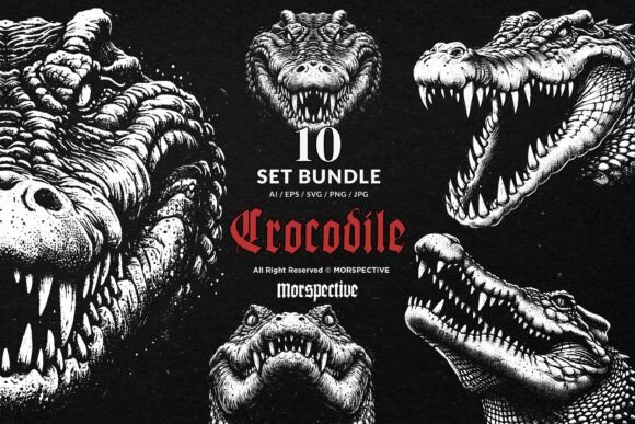 Download 10 Bundle Dark Art Crocodile Alligator - Crocodile Collection