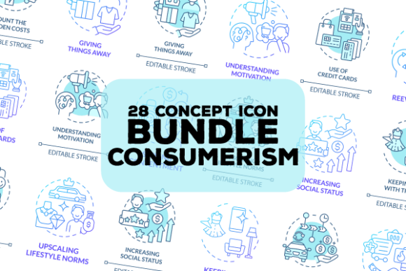 Download Consumerism Blue Concept Icons Bundle - Concept Collection