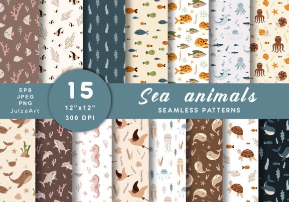 Download Sea Animals Seamless Pattern - Premium Resources