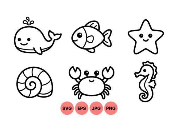 Download Cute Sea Animal Svg Icons - Svg Collection